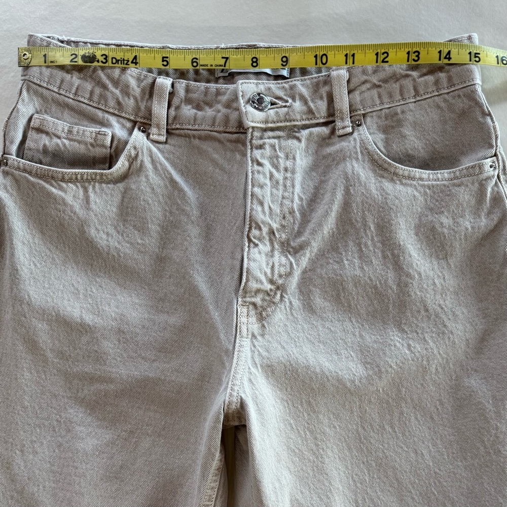 Zara Women's Cream High Rise 100% Cotton Jeans (8) - Picture 6 of 16